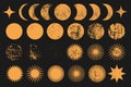 Moon phases Sun, planet, star Universe objects