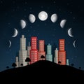 Moon Phases Vector Illustration. Royalty Free Stock Photo