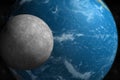 Moon and planet earth orbiting in the outer space Royalty Free Stock Photo