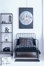 Moon poster in bedroom interior Royalty Free Stock Photo