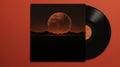 Moon Print Vinyl Cover: Expansive Landscapes In Dark Bronze And Red