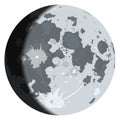 Moon quarter. Natural earth satellite crescent phase