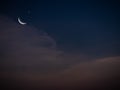 Moon Ramadan Symbols,Crescent Moon with Star Eid Mubarak Kareen Greeting Evening Background Eid al Fitr,Eid Mubarak,eid Al Adha, Royalty Free Stock Photo