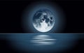 Moon reflected on the sea Royalty Free Stock Photo