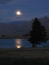 Moon reflection on Lake Tekapo