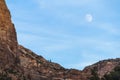 dramatic moonrise landscape taken in Zion national Park in Utah during autumn.