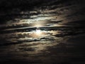 Moon rise night sky stars and clouds observing autumn landscape Royalty Free Stock Photo