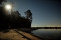 Moon rise observingn over river Gauja in Latvia Royalty Free Stock Photo