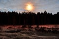 Moon rise observingn over sea in Latvia Royalty Free Stock Photo