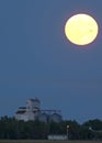 Moon Rise over Prairie Elevator Royalty Free Stock Photo