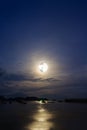 Moon rises over the fishing pier. Royalty Free Stock Photo