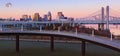 Moon rising above Louisville, Kentucky Royalty Free Stock Photo