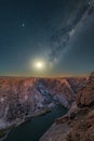 The Moon rising below the Milky Way at the Augrabies Falls Gorge Royalty Free Stock Photo