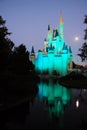 Moon Rising on Cinderellas Castle Royalty Free Stock Photo