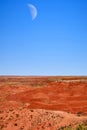 Moon Rising over Barren Hostile Landscape Painted Desert Northern Arizona