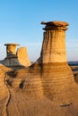 Moon rising over a hoodoos field at sunset moment Royalty Free Stock Photo