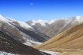 Moon rising over Mountain Tibetan Himalayan landscape in SiChuan province, China Royalty Free Stock Photo