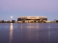 Moon rising over the Perth Stadium on the Swan River, Perth, Western Australia Royalty Free Stock Photo