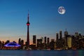 Moon rising over Toronto, Canada