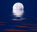 Moon rising over water with effects