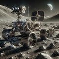 Moon Rover Exploration: AI\'s Lunar Odyssey Royalty Free Stock Photo