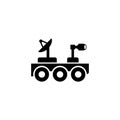 Moon Rover, Lunar Roving Vehicle, Robot. Flat Vector Icon illustration. Simple black symbol on white background. Moon Royalty Free Stock Photo