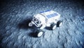 Moon rover on the moon. space expedition. Earth background. 3d rendering. Royalty Free Stock Photo