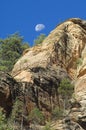 Moon and Sandstone cliff Royalty Free Stock Photo