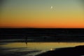 Moon set night sky over baltic sea observing Royalty Free Stock Photo