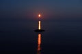 Moon set Night sky over baltic sea observing Royalty Free Stock Photo