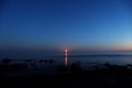 Moon set Night sky over baltic sea observing Royalty Free Stock Photo