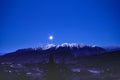 Moon set over The Remarkables Range in Queenstown Royalty Free Stock Photo