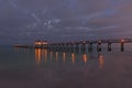 Moon Set Before Sunrise - Naples Fishing Pier