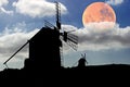 Moon setting over Spanish Windmills