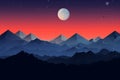 the moon is shining over the mountains at night Royalty Free Stock Photo