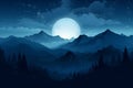 the moon is shining over the mountains at night Royalty Free Stock Photo