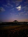 Moon Shinning Bright Over the Pier. Buckroe Beach, VA