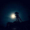 Moon shot dark of charcoal mine Shaft Waterschei