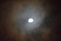 Moon with Silvery White Moonlight in Sky - Natural Night Background Royalty Free Stock Photo