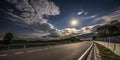 Moon Sky Clouds Road Royalty Free Stock Photo