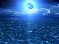 Moon sky clouds sea Royalty Free Stock Photo