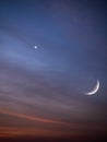 Moon Sky Night Crescent Half Moon Star Blue Background, Midnight Light Peaceful, Halfmoon Ramadan Eid Mubarak Islamic Muslim