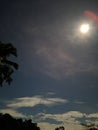 Moon, sky, stars, coconut trees, moonlight, clouds, night, beautiful trees Royalty Free Stock Photo