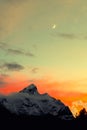 Moon and snow mountain Royalty Free Stock Photo