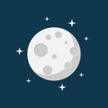 Moon in the space flat design vector Royalty Free Stock Photo