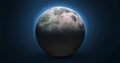 Moon sphere on black background. Lunar globe isolated on dark background