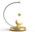 Moon star podium stand stage showcase golden yellow orange gradient symbol ramadon season islamic muslim eid arabic