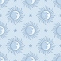 Moon and Star. Seamless pattern.