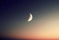 Moon on Starry night at sea , blue  pink cloudy sky sunset light   tropical   skyline Royalty Free Stock Photo