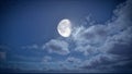 Full moon on the starry sky with clouds moving at night Royalty Free Stock Photo